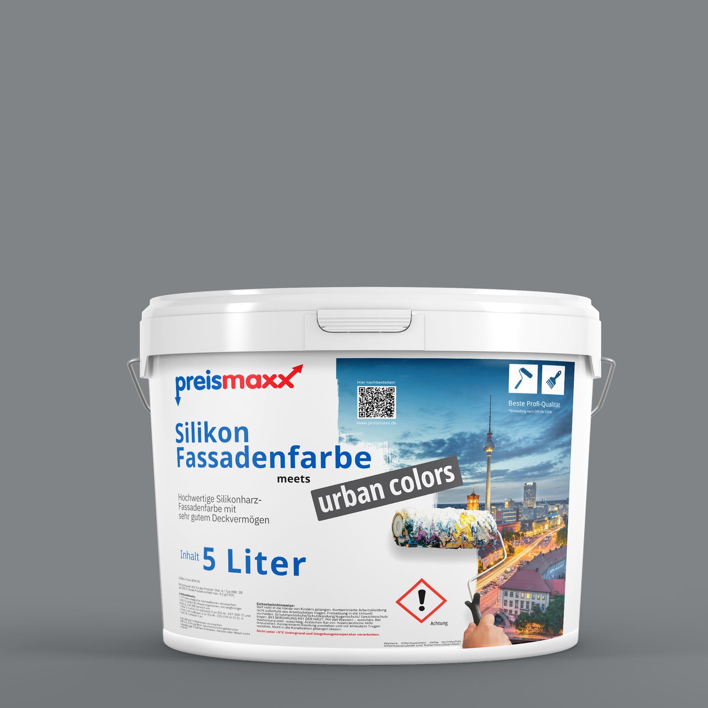 Silikonharz Fassadenfarbe, Asphaltgrau Grau, asphalt grey - Abperleffekt