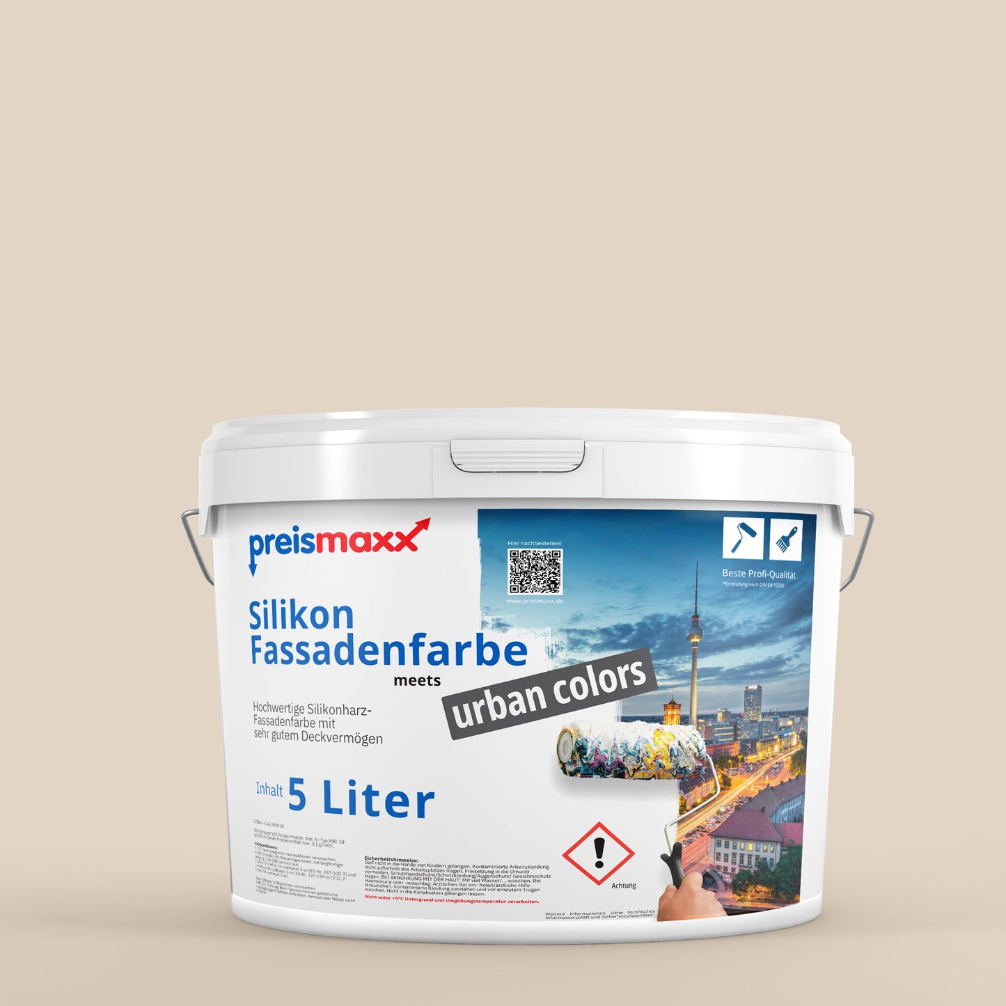 Silikonharz Fassadenfarbe, Cookie Beige, - Abperleffekt