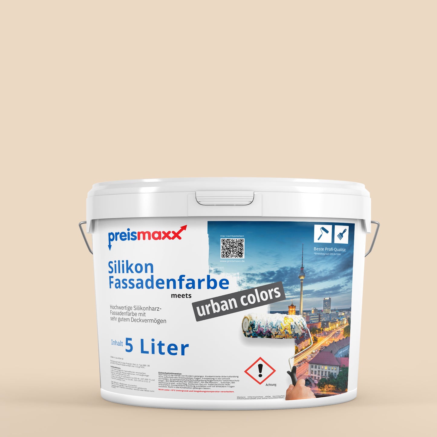 Silikonharz Fassadenfarbe, Ahornholz Beige, maple wood - Abperleffekt