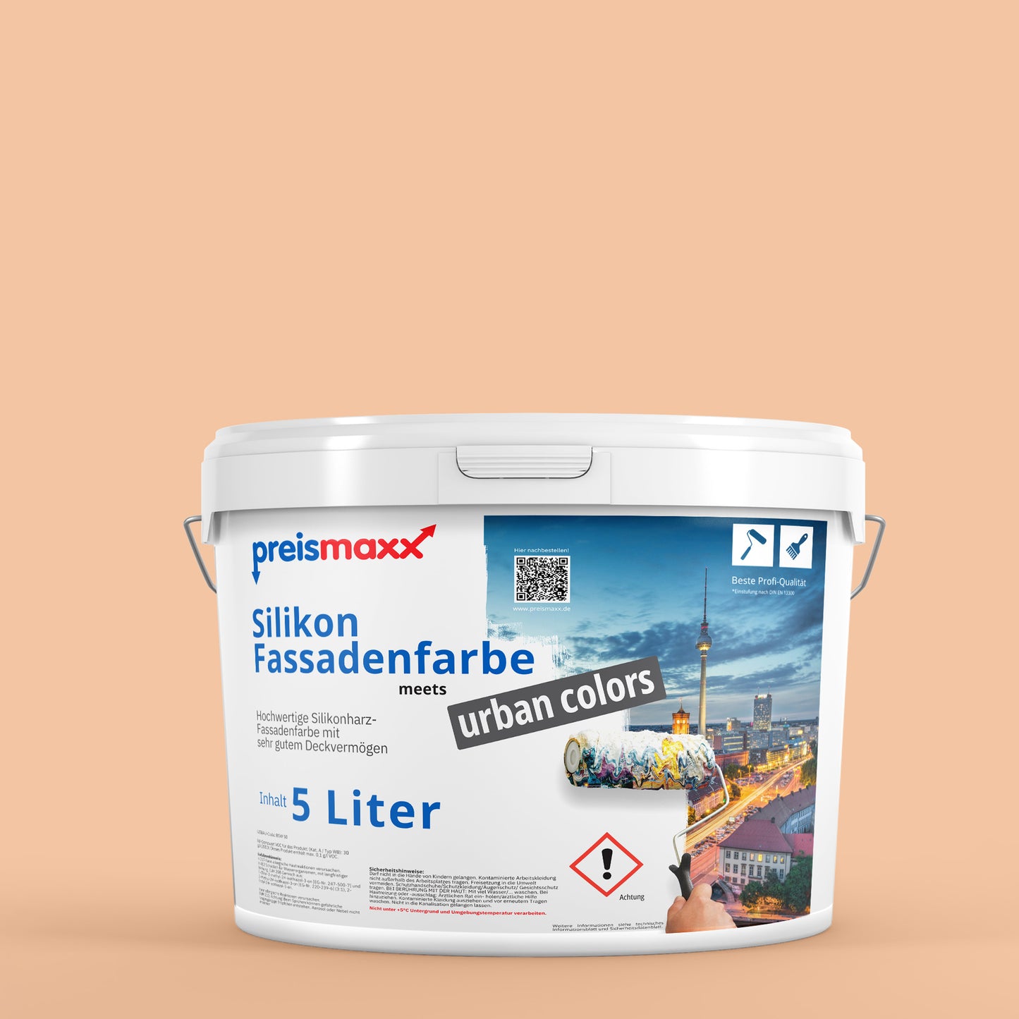 Silikonharz Fassadenfarbe, Pfirsich Orange, peach - Abperleffekt