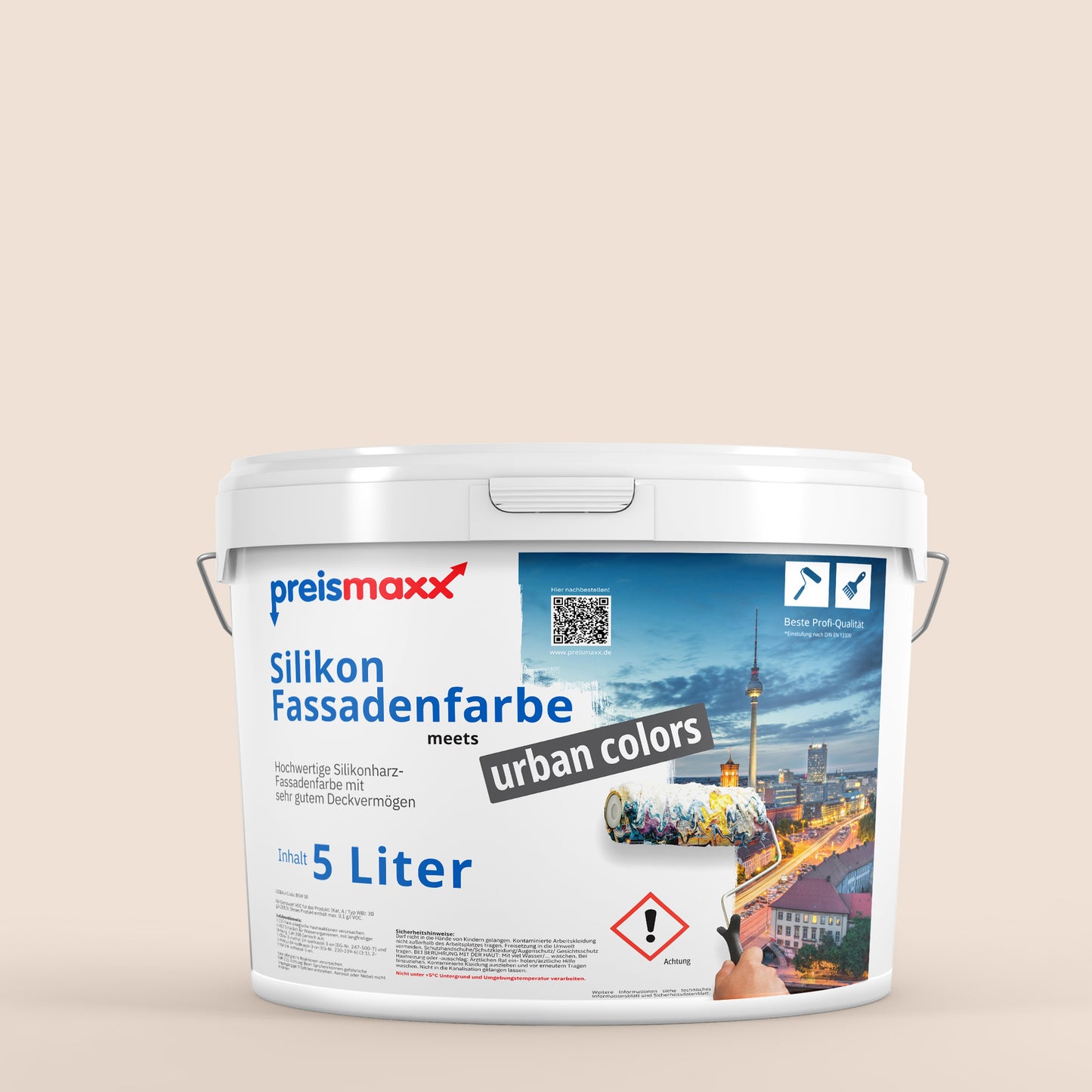 Silikonharz Fassadenfarbe, Perlbeige Beige, pearl beige - Abperleffekt