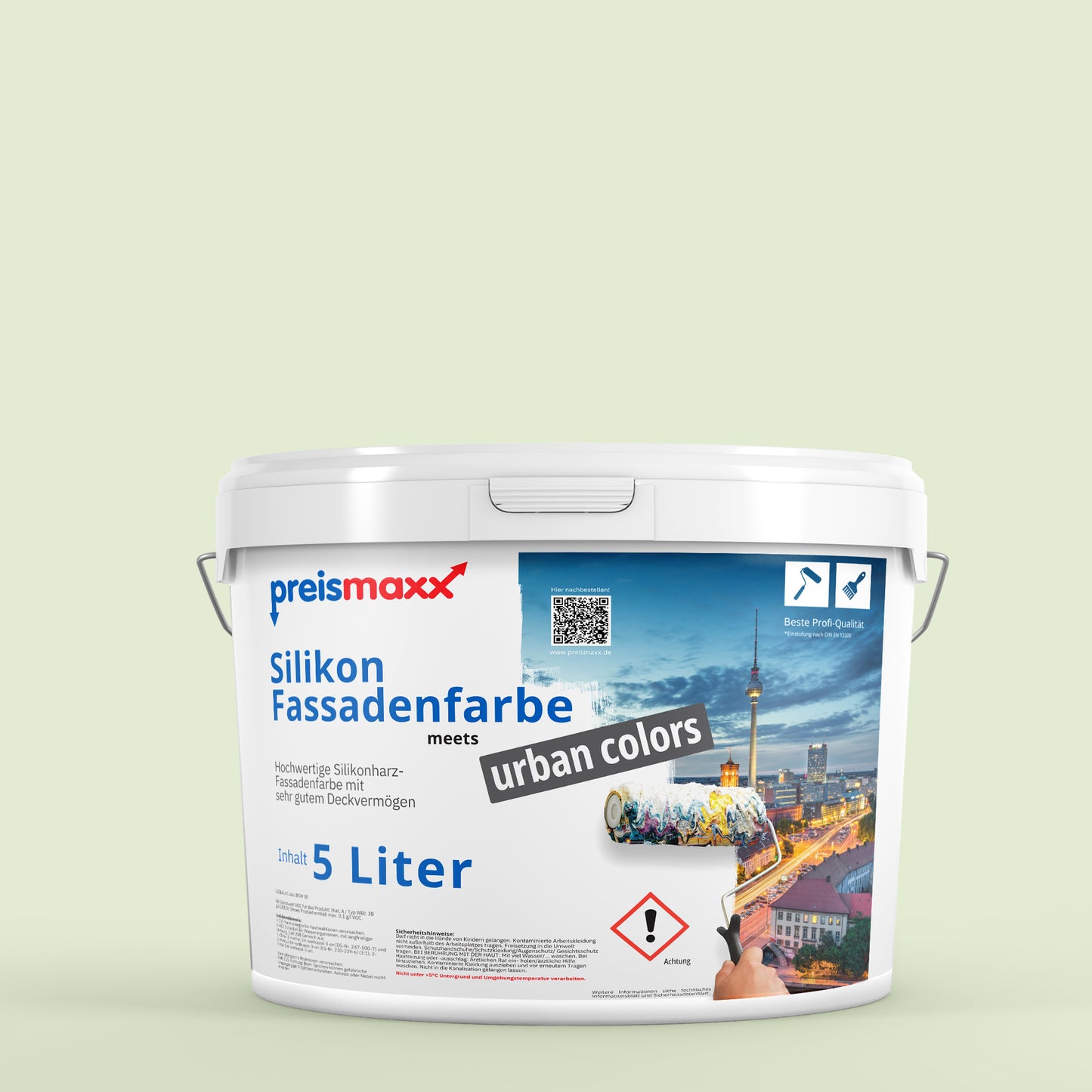 Silikonharz Fassadenfarbe, Weißgrün Grün, white-green - Abperleffekt