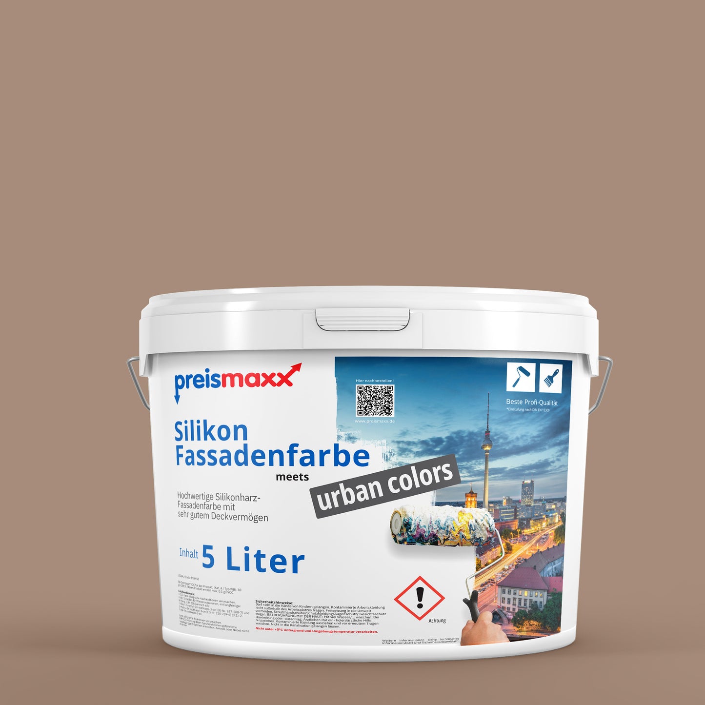 Silikonharz Fassadenfarbe, Mokkabraun Braun, mocha brown - Abperleffekt