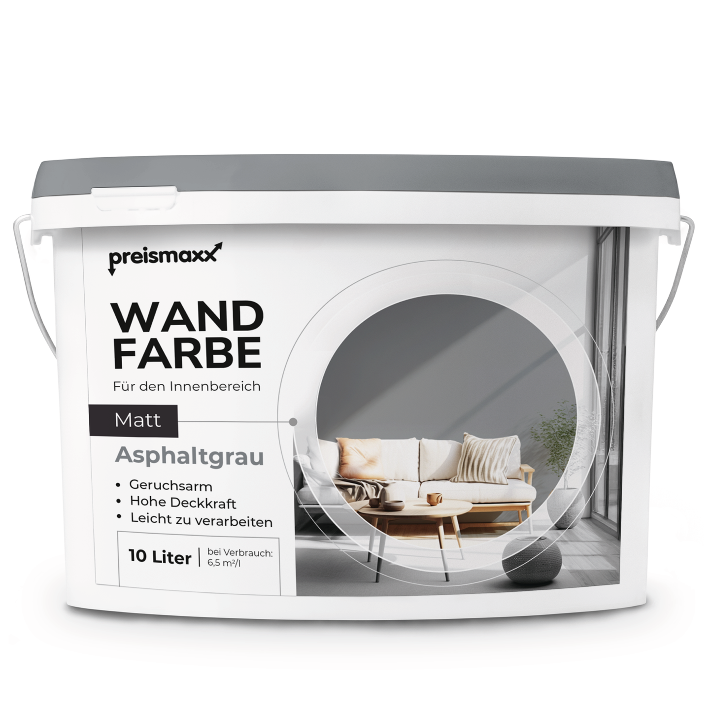 Wandfarbe Profiweiß Grau Asphalt-grey Asphaltgrau