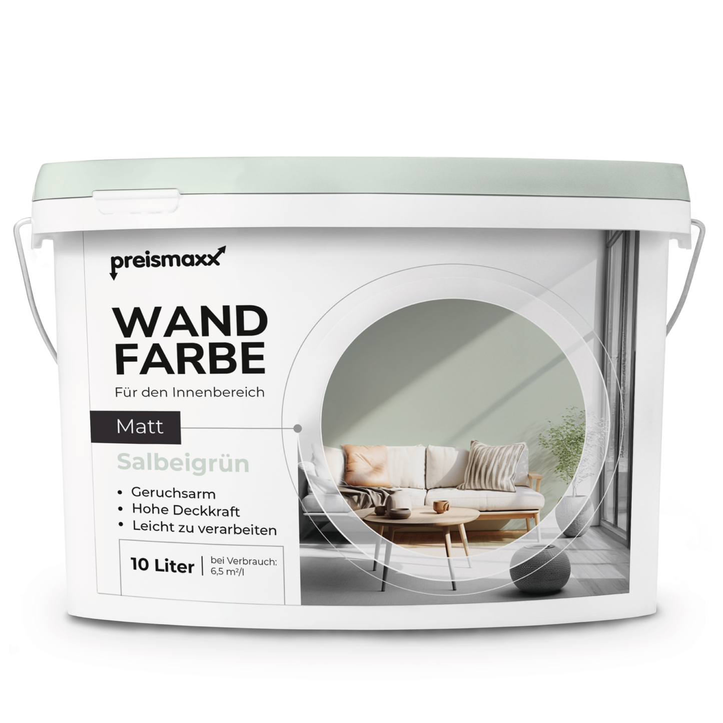 Wandfarbe Profiweiß Grün Sage-green Salbeigrün