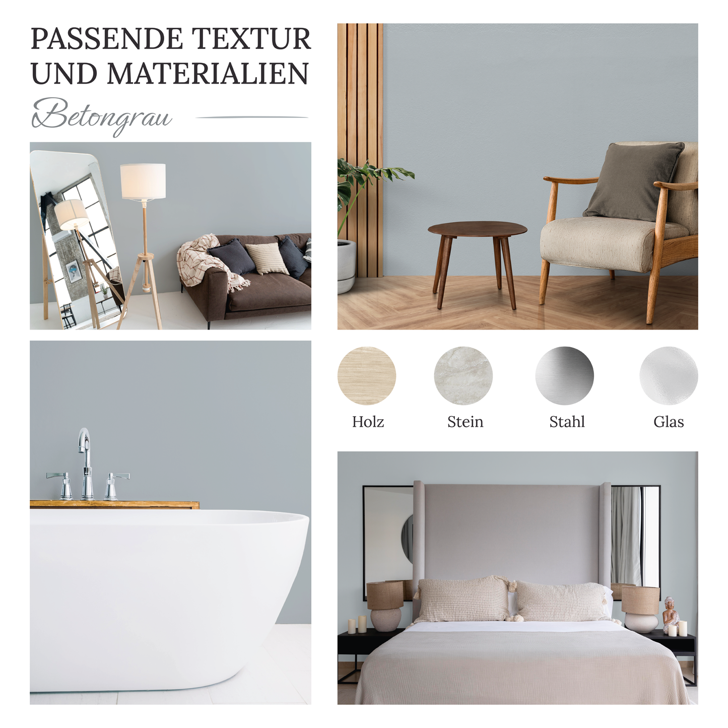 Wandfarbe Profiweiß Grau Conrete-grey Betongrau