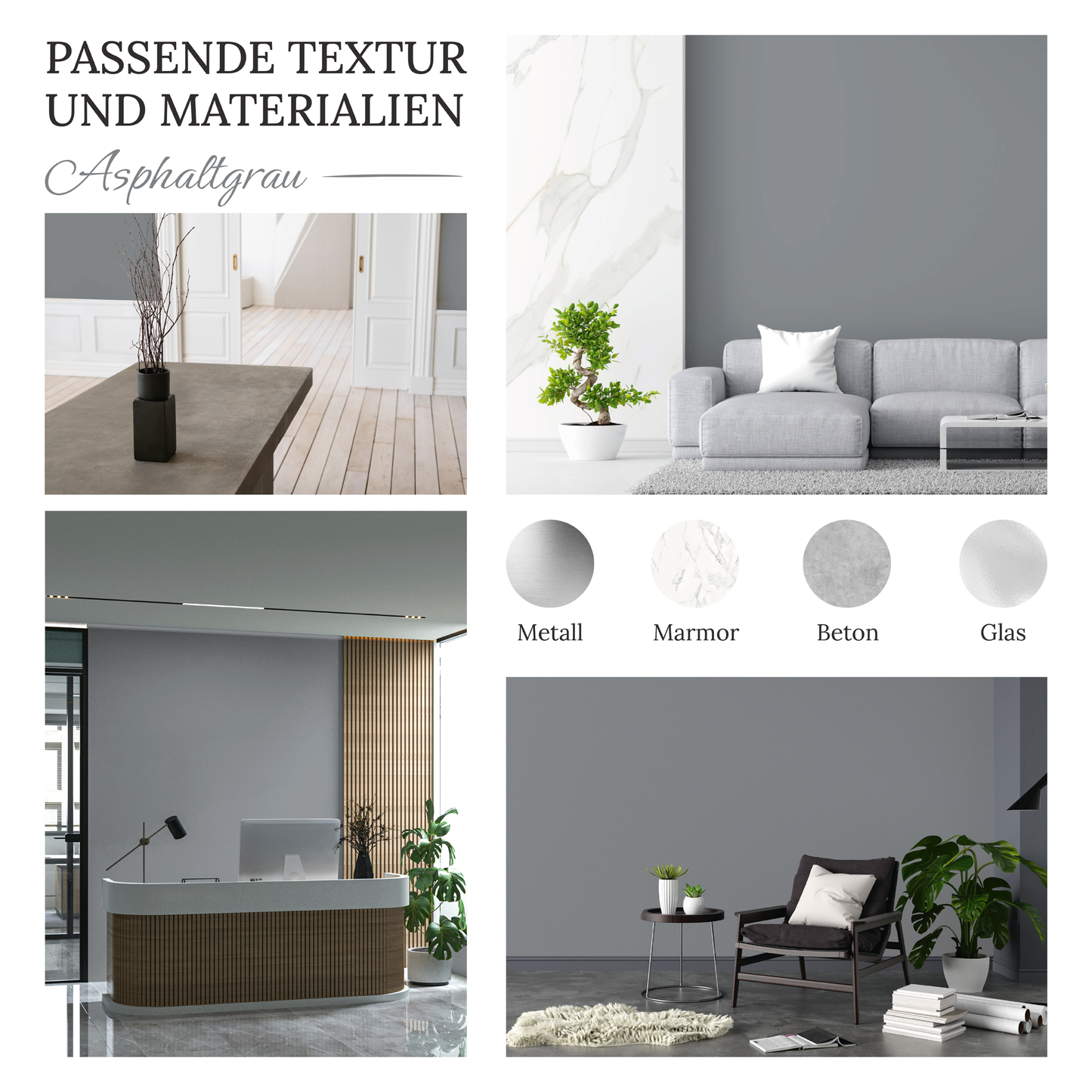 Wandfarbe Profiweiß Grau Asphalt-grey Asphaltgrau