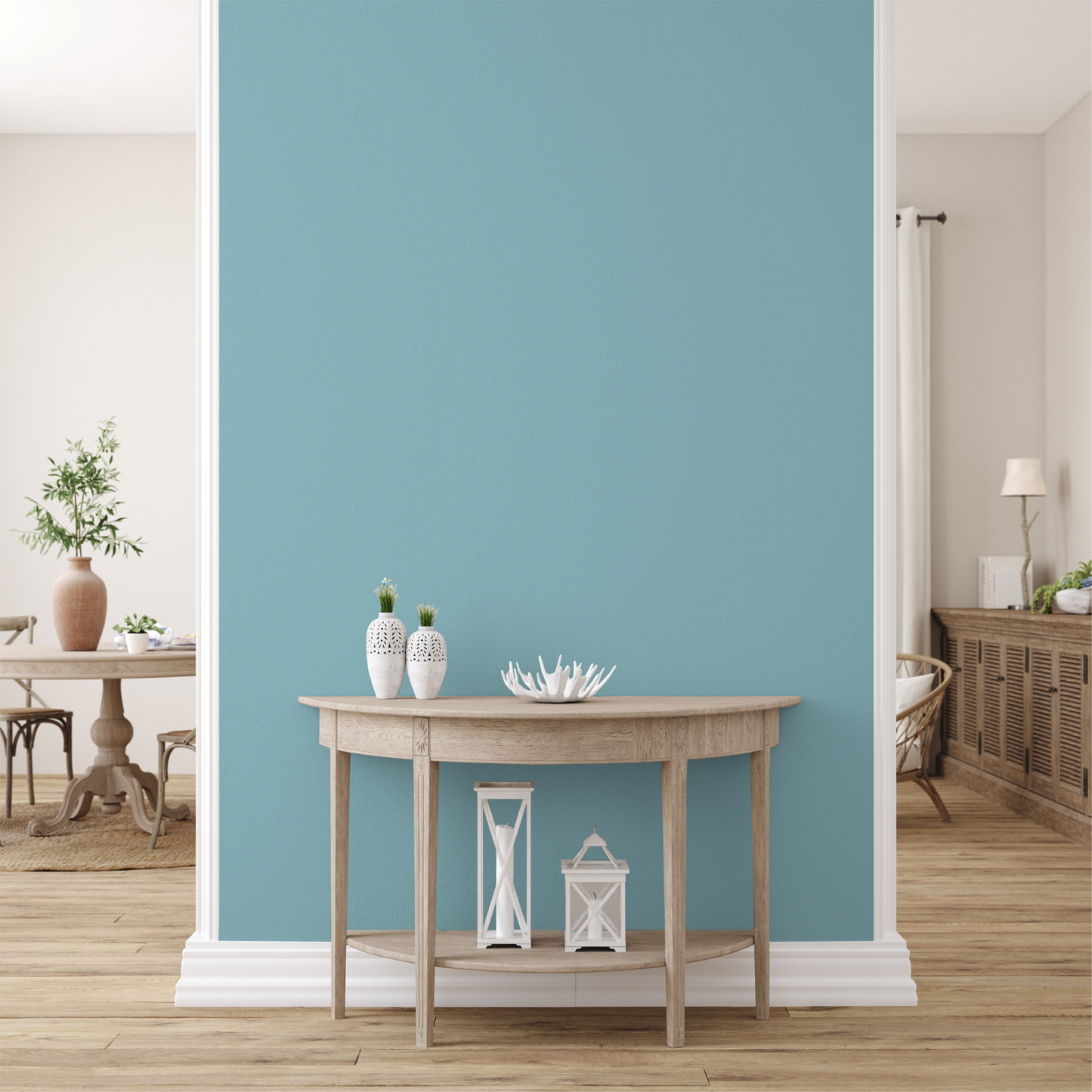 Wandfarbe Profiweiß Blau petrol
