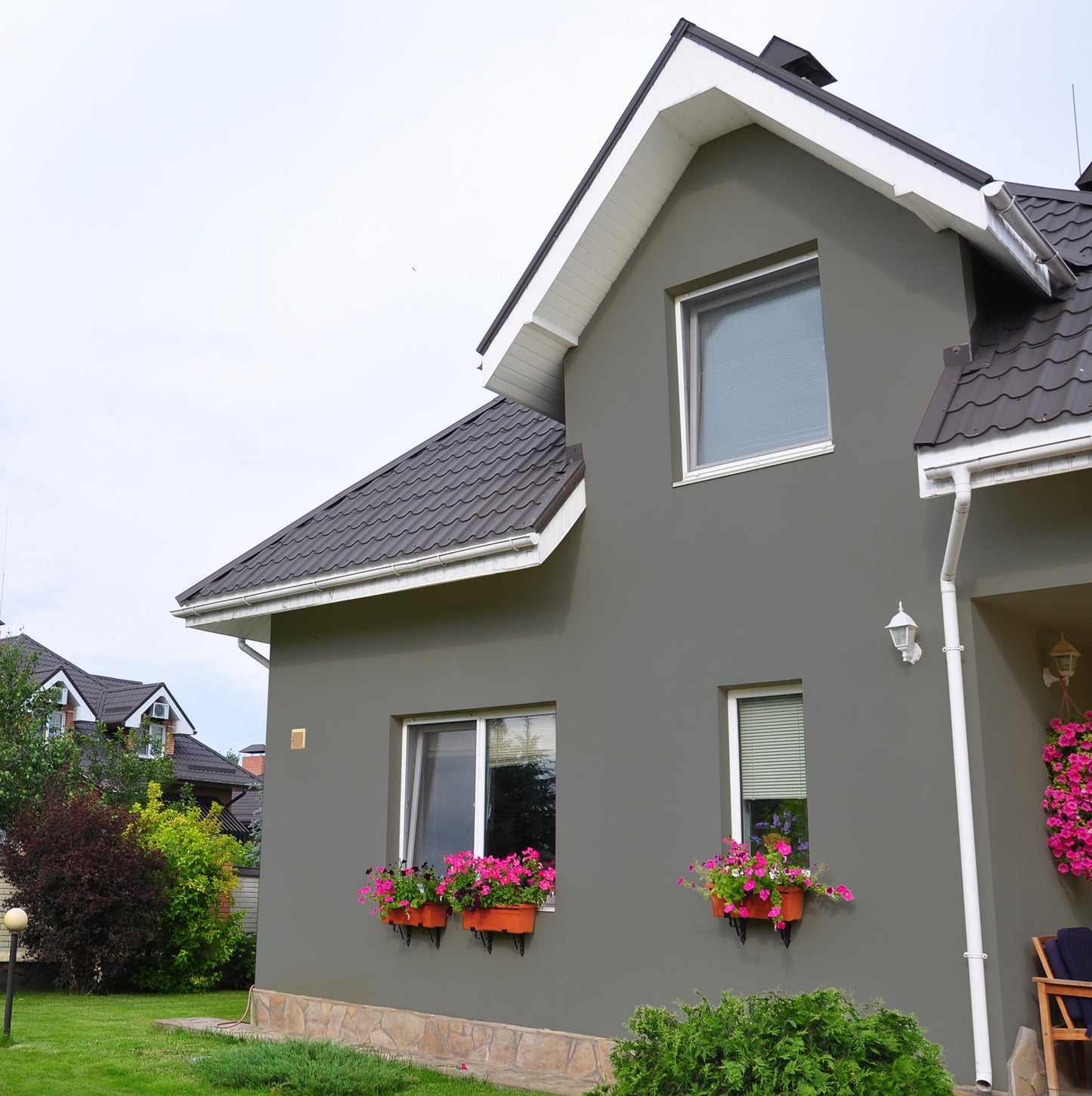Silikonharz Fassadenfarbe, Asphaltgrau Grau, asphalt grey - Abperleffekt