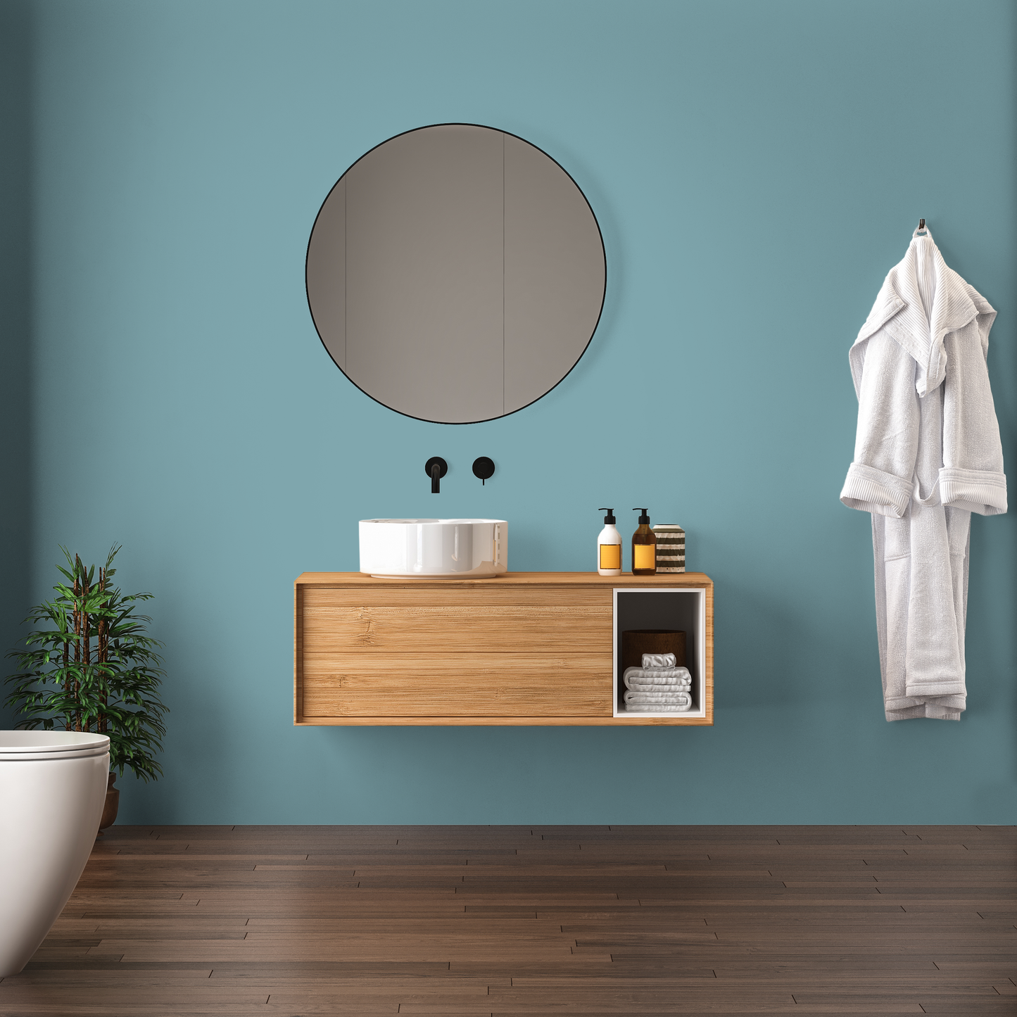 Wandfarbe Profiweiß Blau petrol