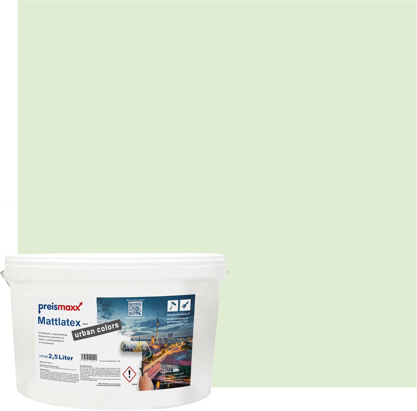 Preismaxx Latexfarbe matt Wandfarbe grün, Eisgrün