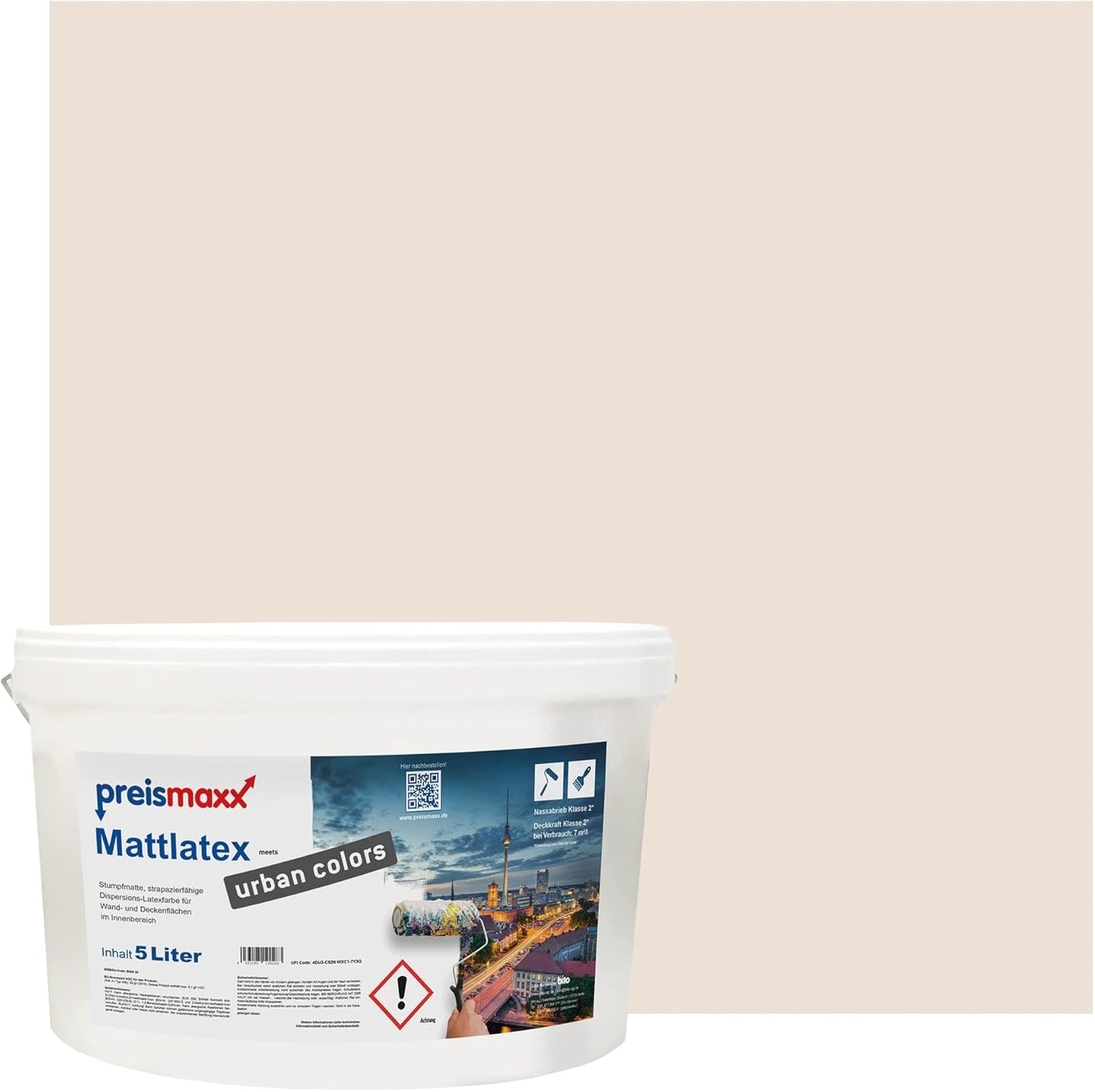 Preismaxx Latexfarbe matt Wandfarbe beige, Perlbeige