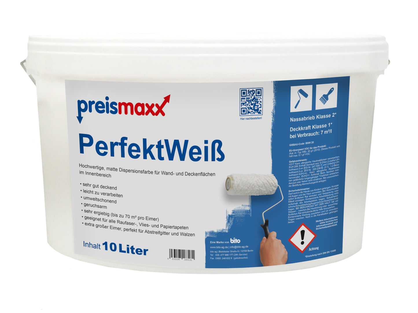 Perfektweiß Wandfarbe weiß 10L