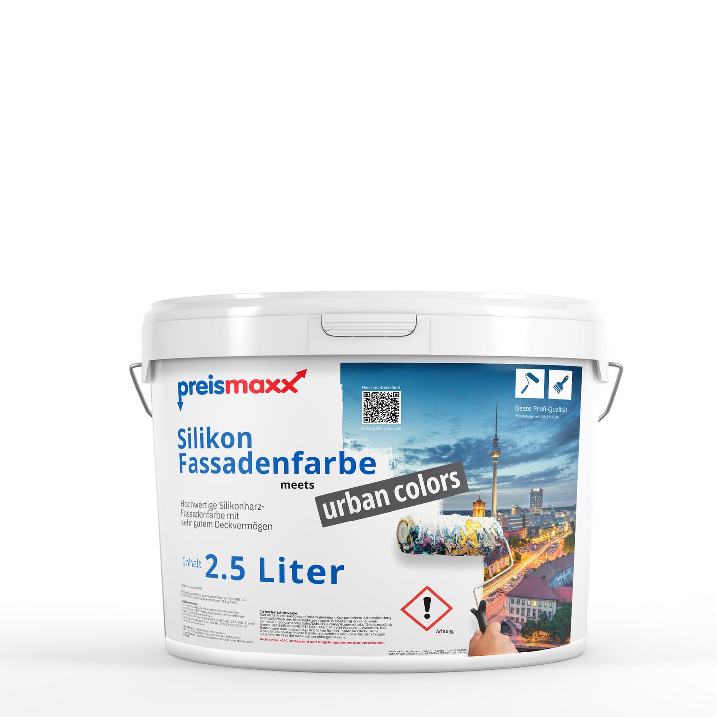 Silikon Fassadenfarbe weiß 10L Abperleffekt wasserabweisend