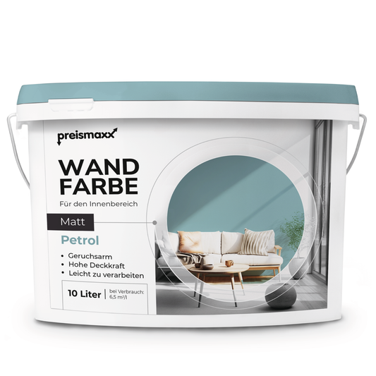 Wandfarbe Profiweiß Blau petrol