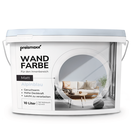 Wandfarbe Profiweiß Blau Alpine-blue Alpinblau