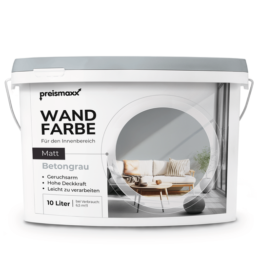 Wandfarbe Profiweiß Grau Conrete-grey Betongrau