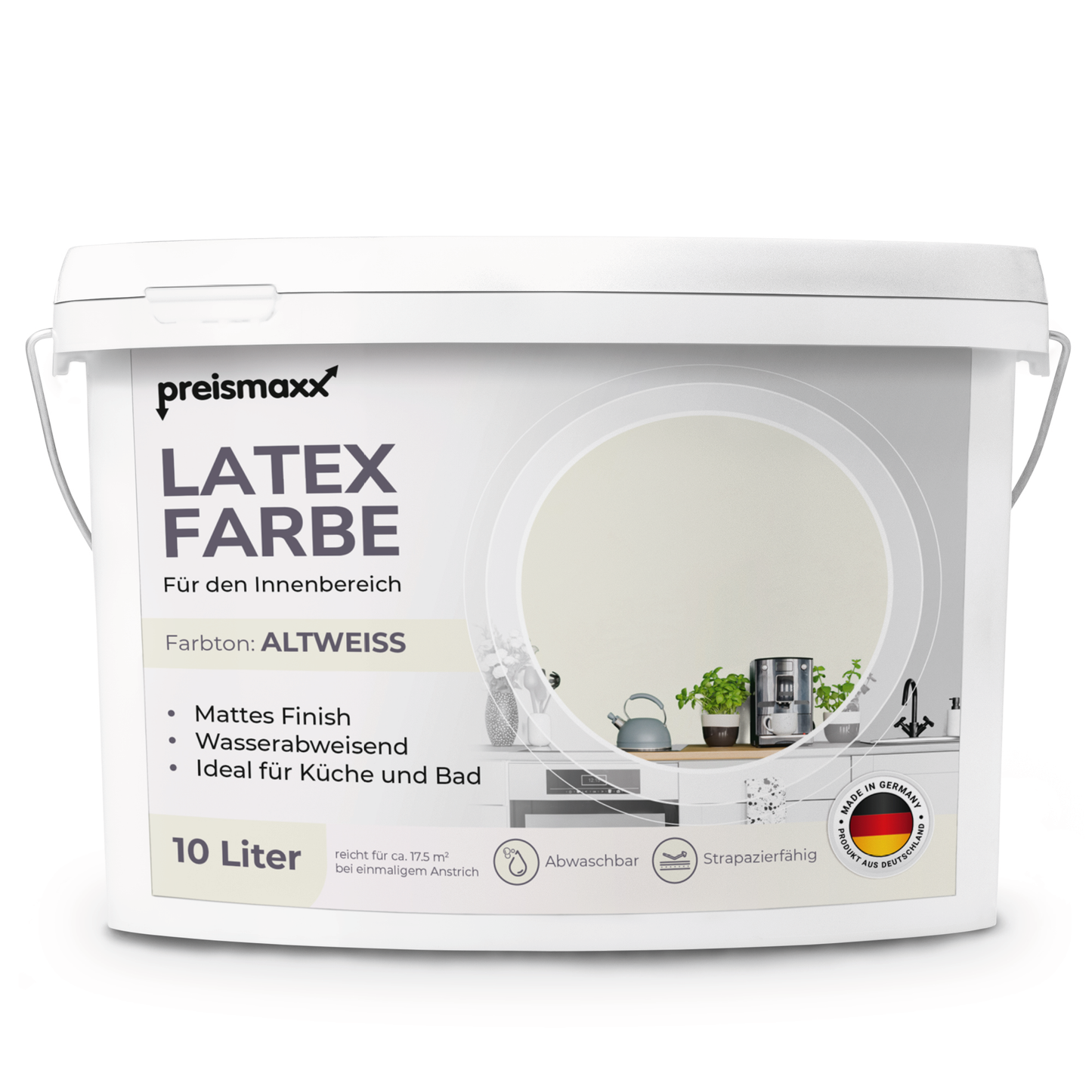 Preismaxx Latexfarbe matt Wandfarbe altweiss
