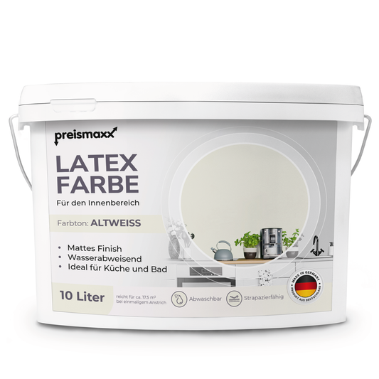 Preismaxx Latexfarbe matt Wandfarbe altweiss