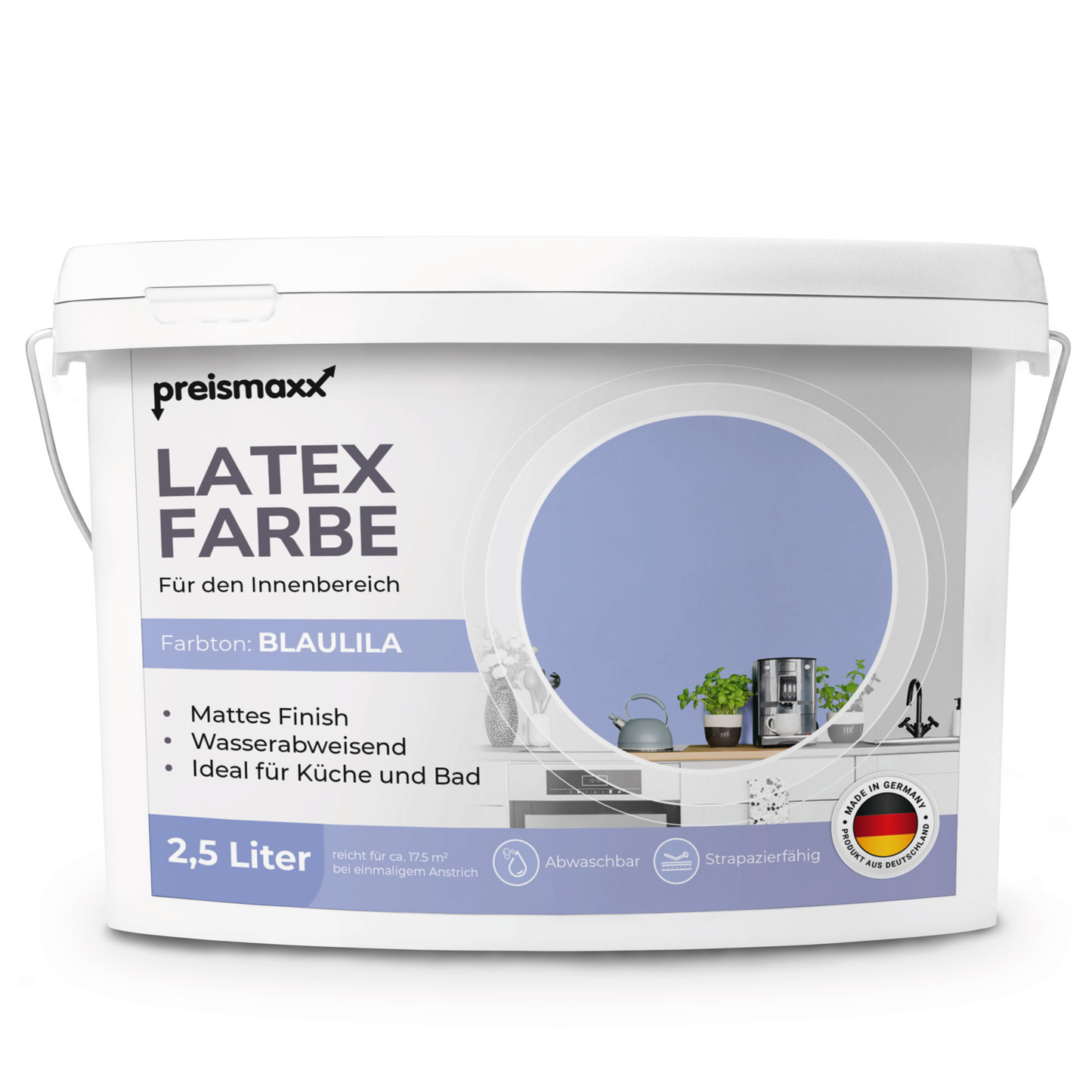 Preismaxx Latexfarbe matt Wandfarbe blau, blaulila