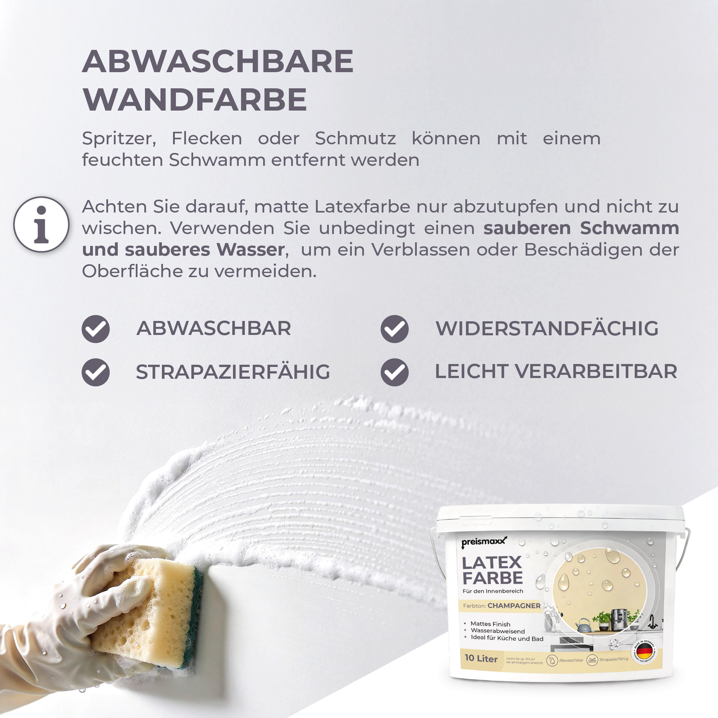 Preismaxx Latexfarbe matt Wandfarbe gelb, champagner