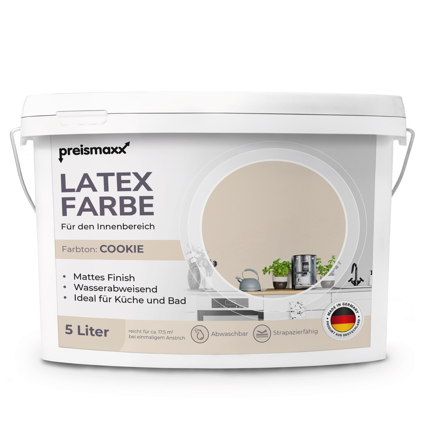 Preismaxx Latexfarbe matt Wandfarbe beige, cookie