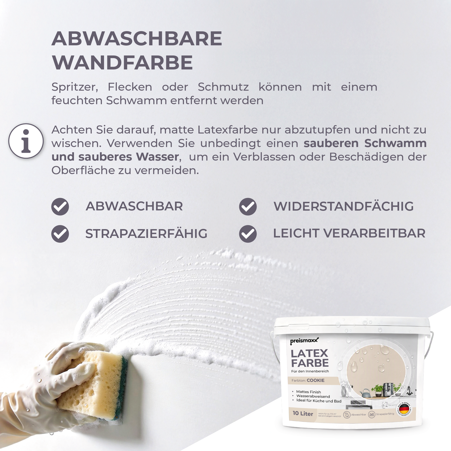 Preismaxx Latexfarbe matt Wandfarbe beige, cookie