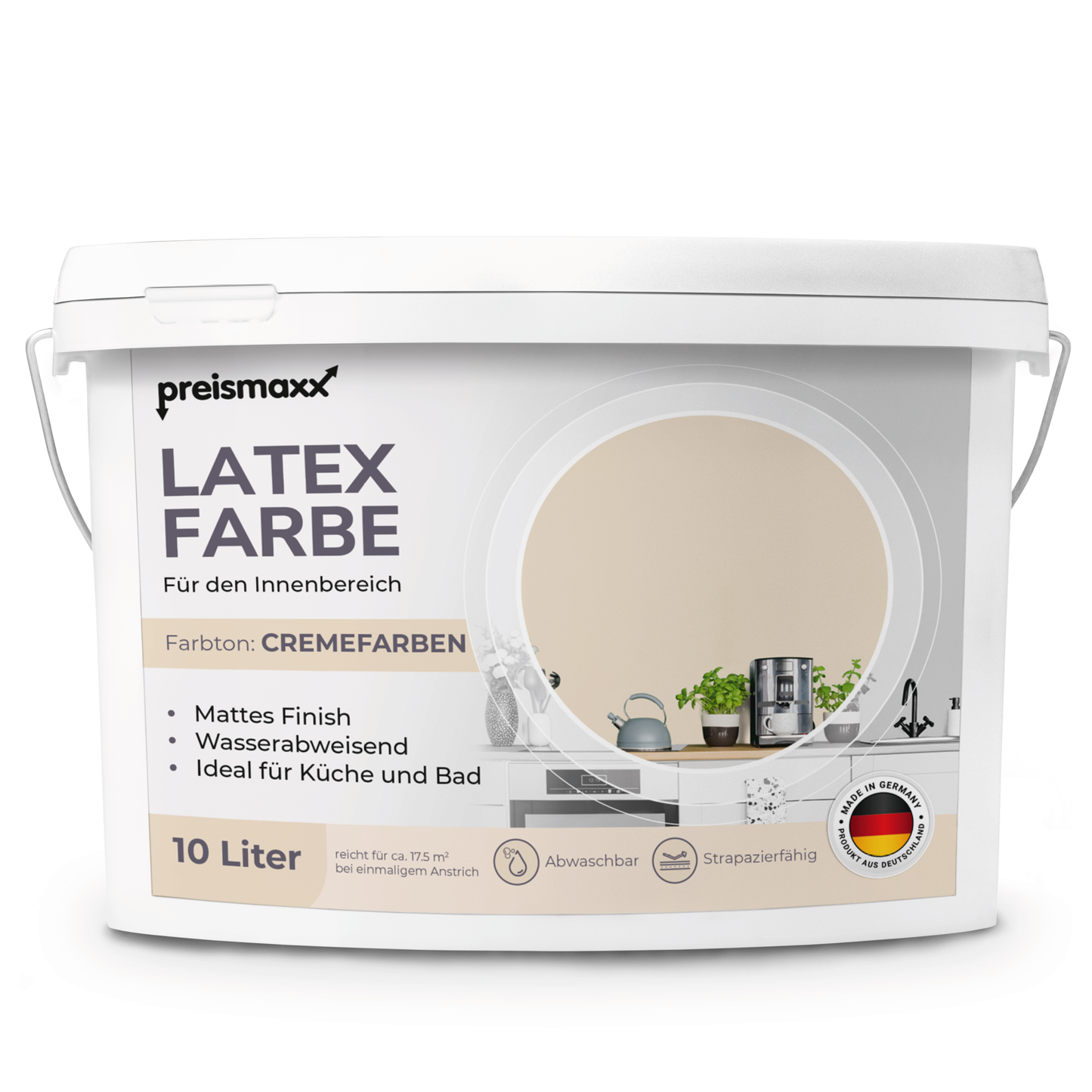 Preismaxx Latexfarbe matt Wandfarbe beige, cremefarben