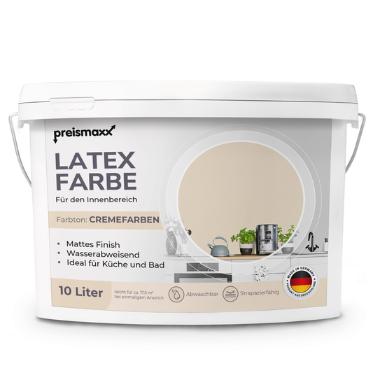 Preismaxx Latexfarbe matt Wandfarbe beige, cremefarben