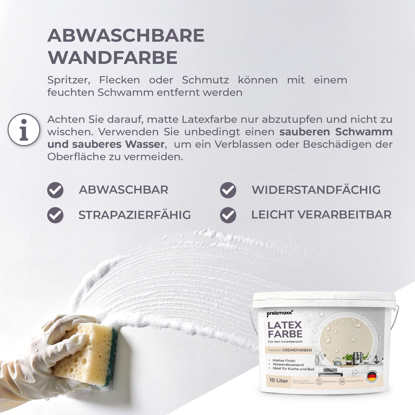 Preismaxx Latexfarbe matt Wandfarbe beige, cremefarben