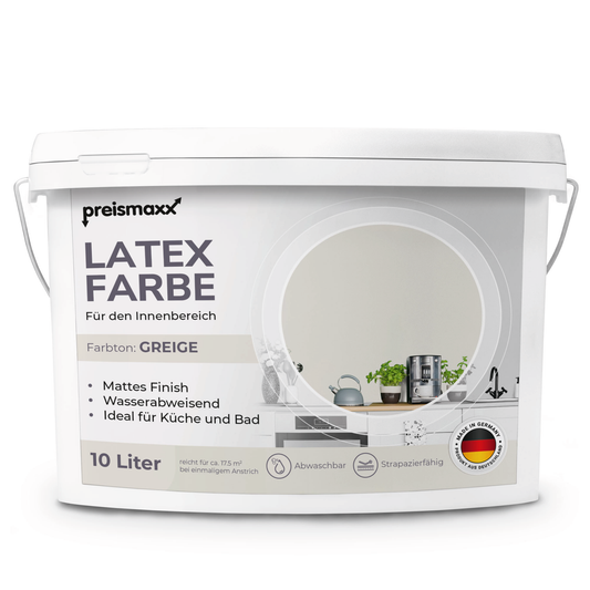 Preismaxx Latexfarbe matt Wandfarbe grau, greige - Mattlatex