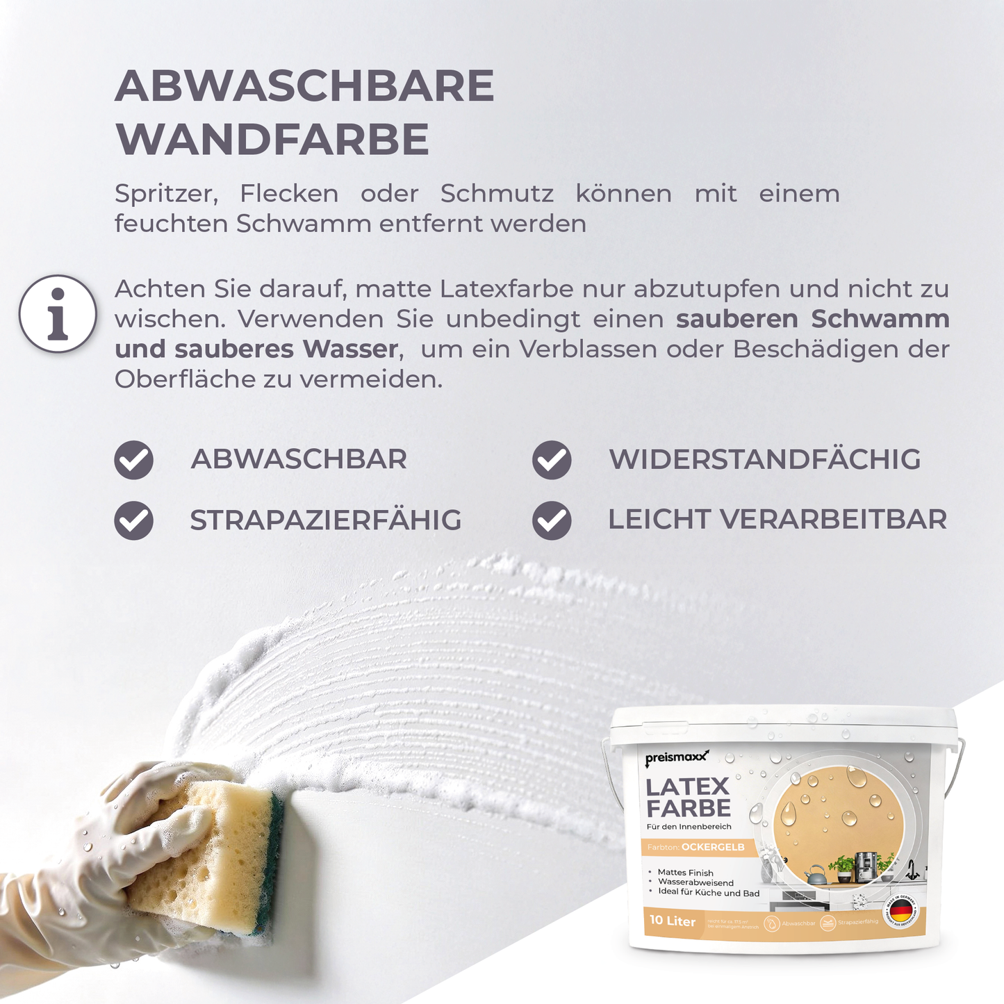 Preismaxx Latexfarbe matt Wandfarbe gelb, ockergelb