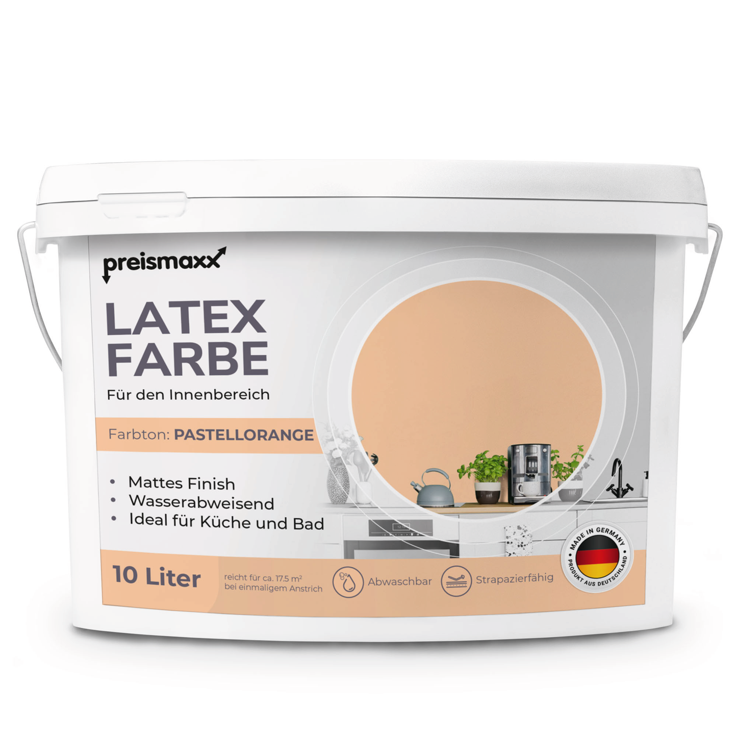 Preismaxx Latexfarbe matt Wandfarbe orange, pastellorange