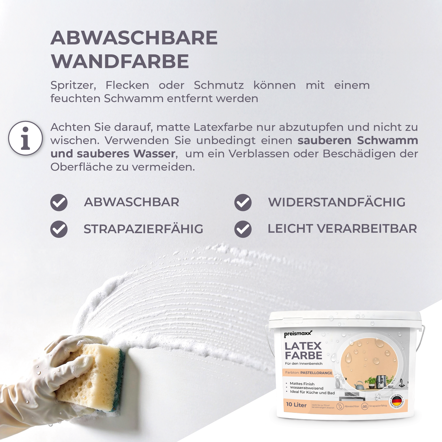 Preismaxx Latexfarbe matt Wandfarbe orange, pastellorange
