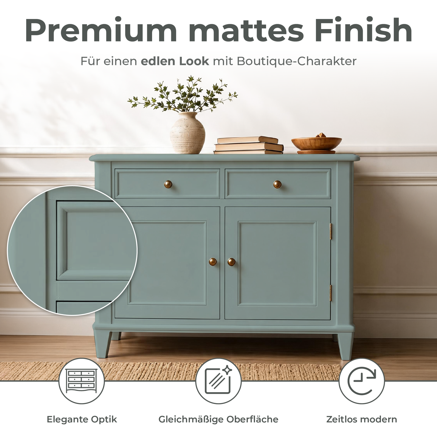 Preismaxx Möbelfarbe Patina 2,5 L – Holzfarbe für Innen – Ohne Schleifen, Hochdeckend & Wasserbasiert – Für Möbel, Türen & Küchen – Umweltfreundlich & Geruchsarm