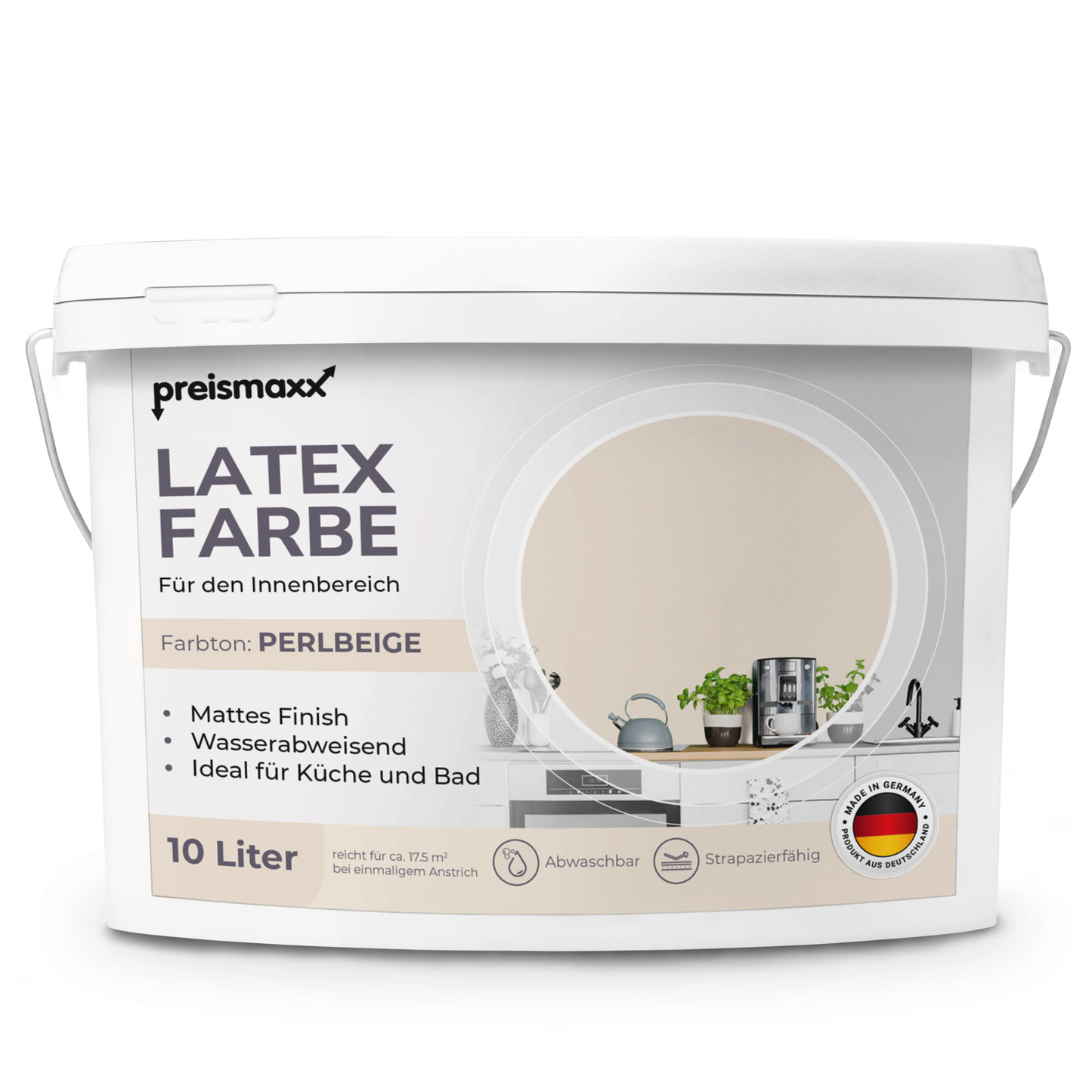 Preismaxx Latexfarbe matt Wandfarbe beige, Pearlbeige