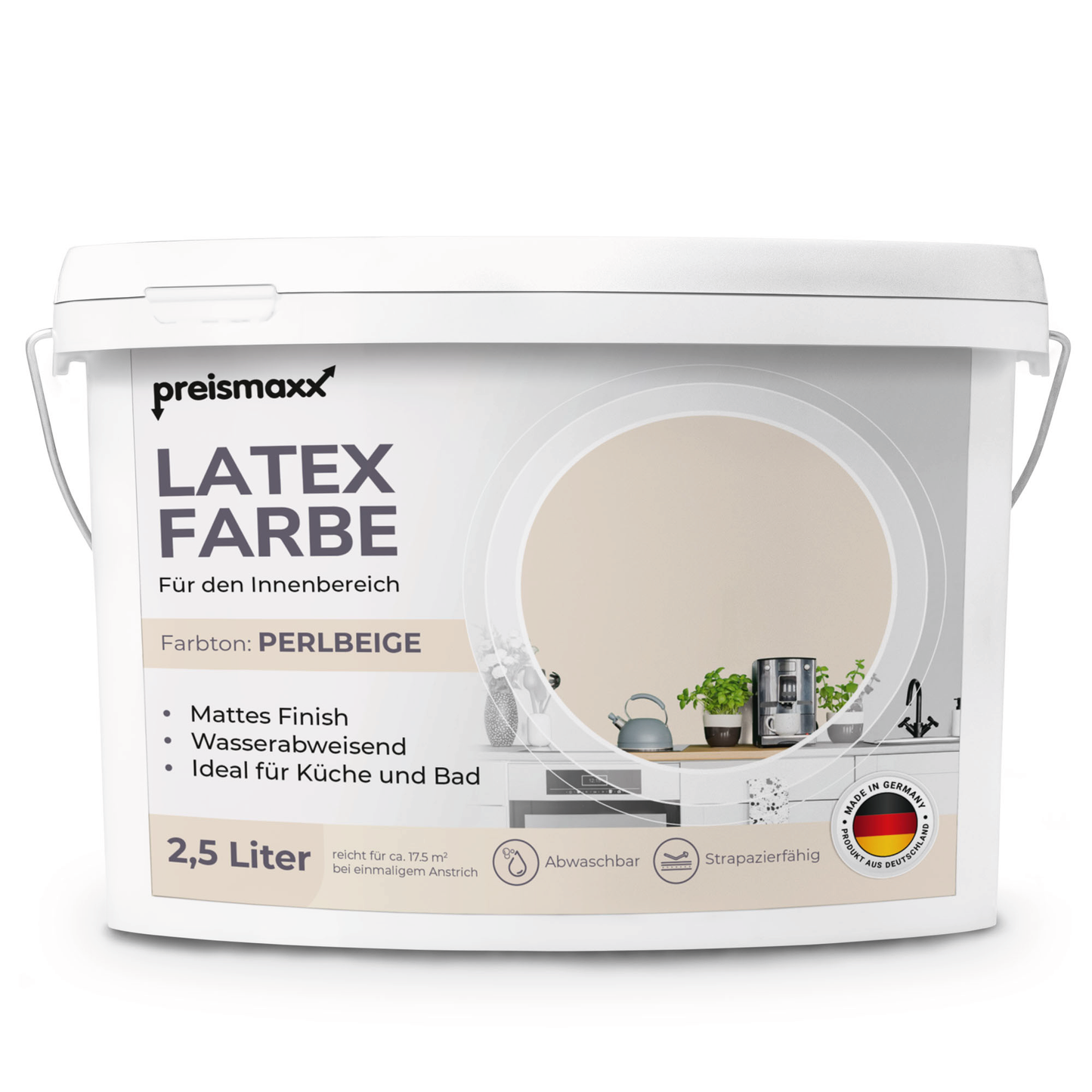 Preismaxx Latexfarbe matt Wandfarbe beige, Pearlbeige