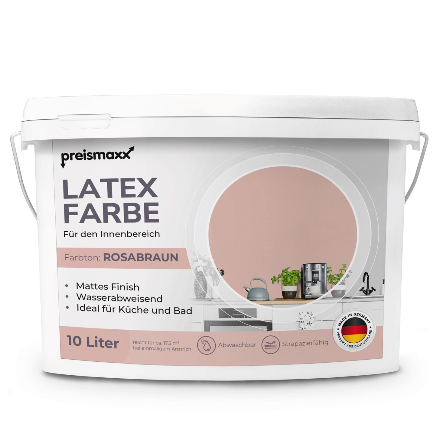 Preismaxx Latexfarbe matt Wandfarbe rosa, rosabraun