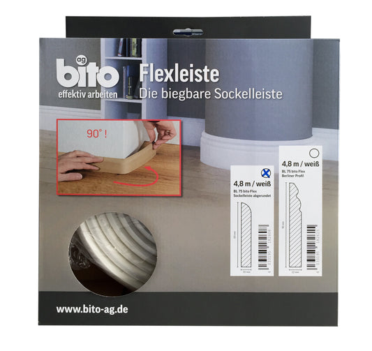 Flexible Fußbodenleiste, rundes Profil, 69x10 mm
