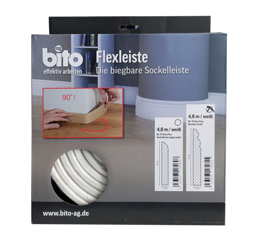 Flexible Fußbodenleiste, Berliner Profil, 90 x 12 mm