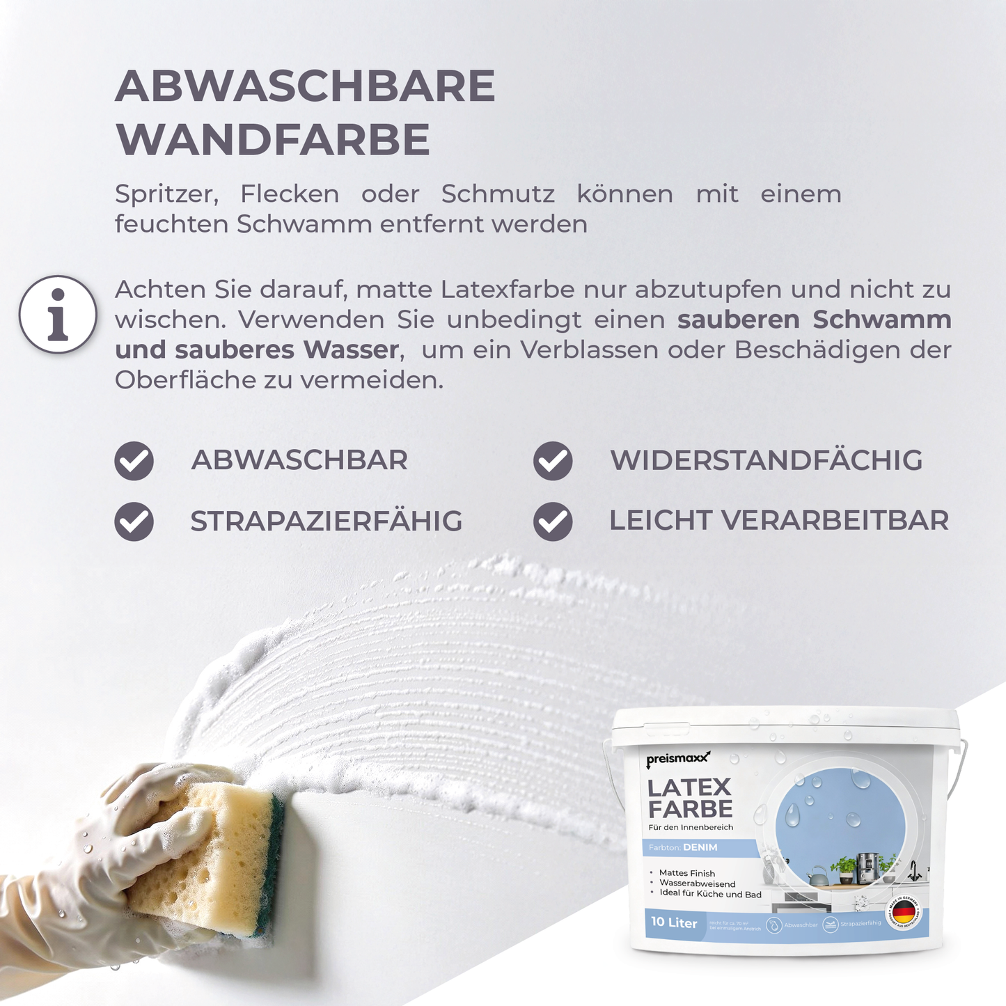 Preismaxx Latexfarbe matt Wandfarbe blau, denim