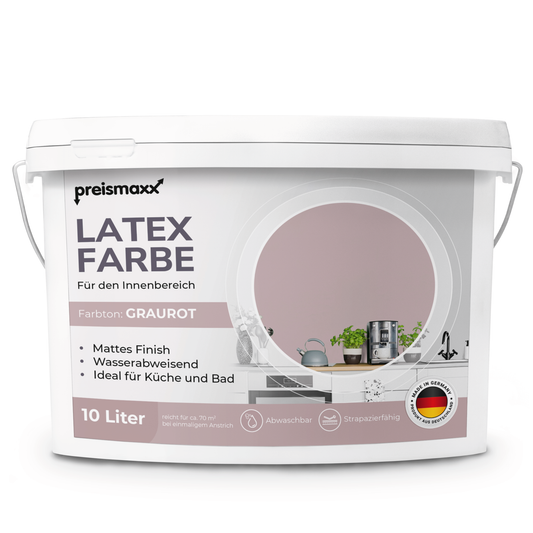 Preismaxx Latexfarbe matt Wandfarbe rot, graurot