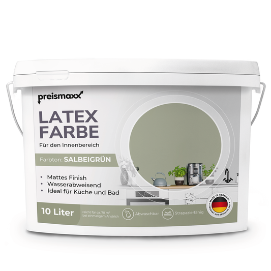 Preismaxx Latexfarbe matt Wandfarbe grün, salbeigrün