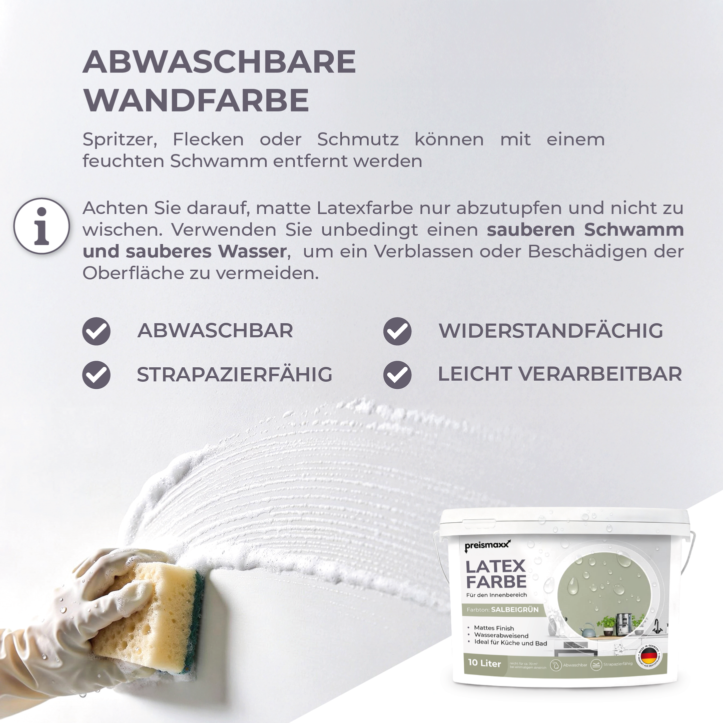 Preismaxx Latexfarbe matt Wandfarbe grün, salbeigrün