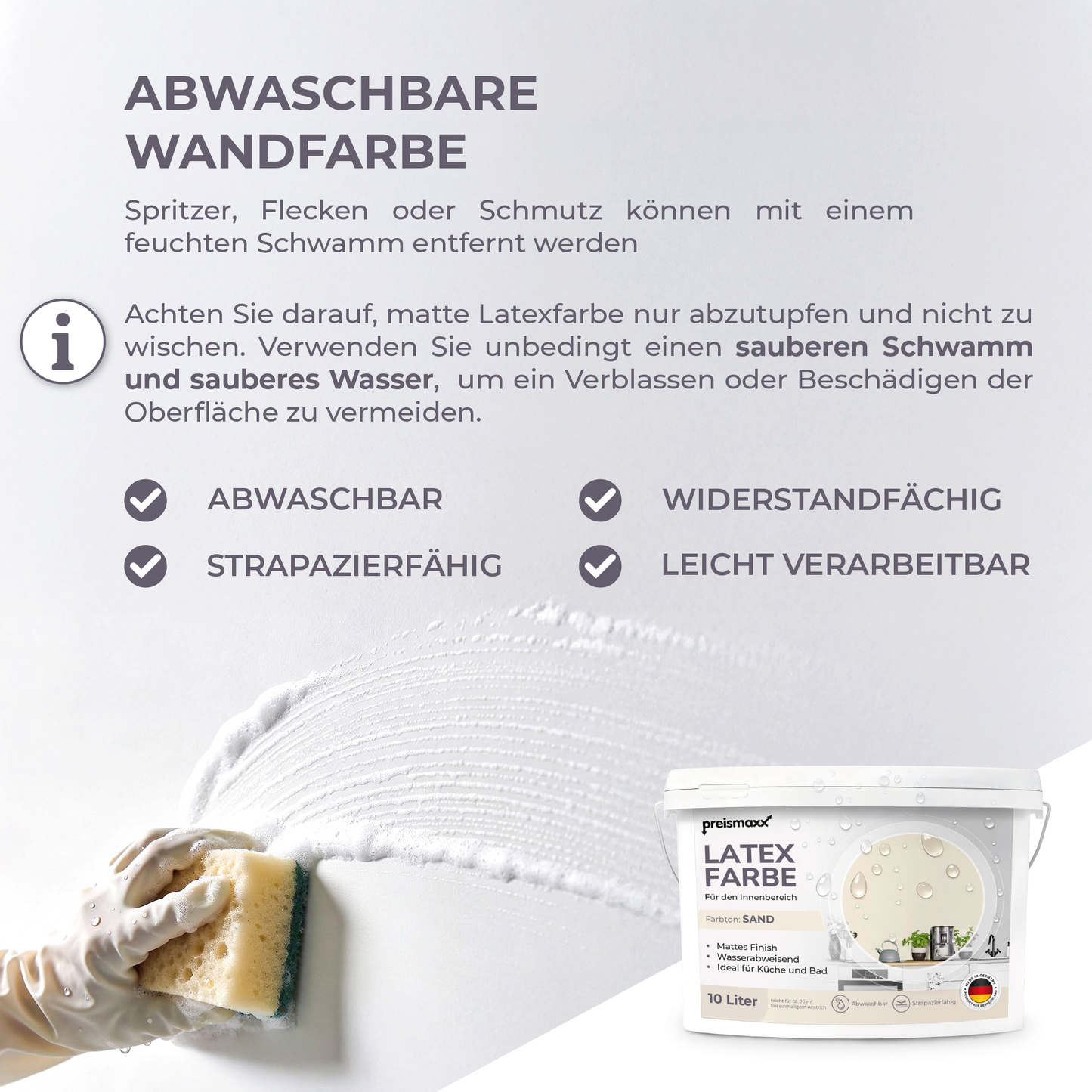 Preismaxx Latexfarbe matt Wandfarbe gelb, sandgelb