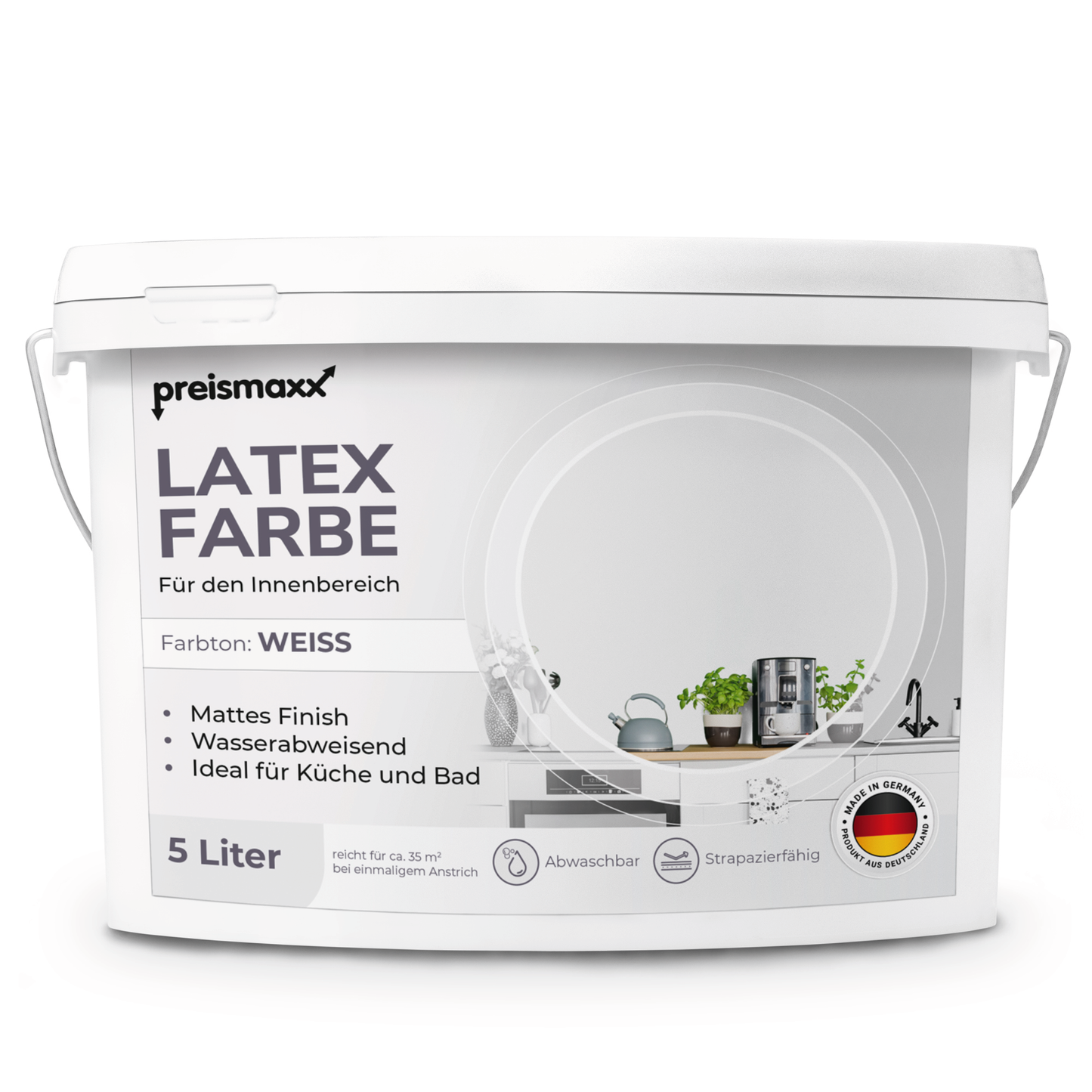 Latexfarbe weiß matt 5L gute Deckkraft - Mattlatex