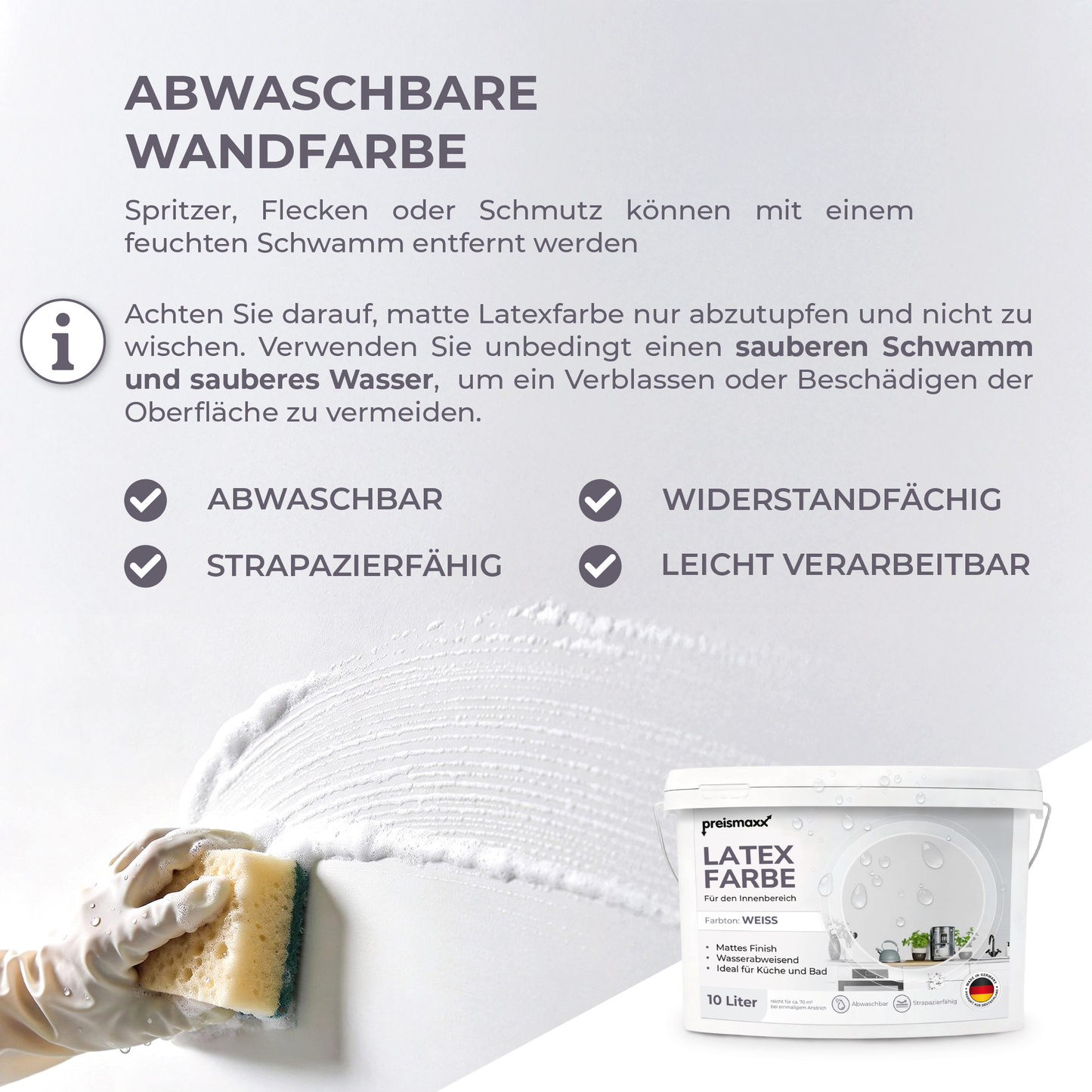 Latexfarbe weiß matt 10L gute Deckkraft - Mattlatex